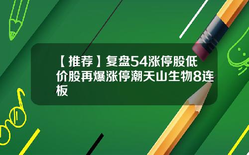 【推荐】复盘54涨停股低价股再爆涨停潮天山生物8连板