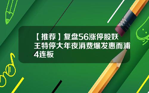 【推荐】复盘56涨停股妖王特停大年夜消费爆发惠而浦4连板