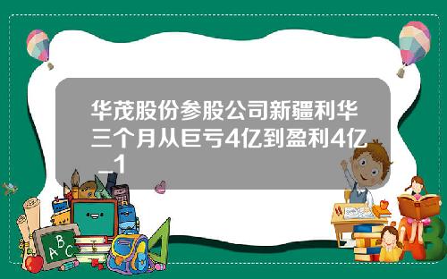 华茂股份参股公司新疆利华三个月从巨亏4亿到盈利4亿 _1