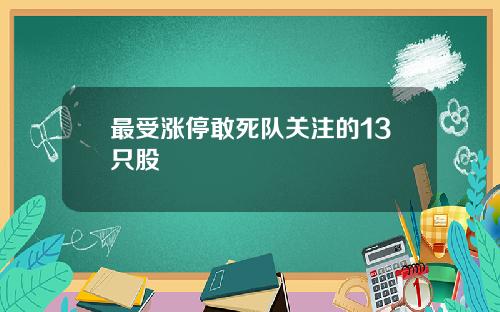 最受涨停敢死队关注的13只股