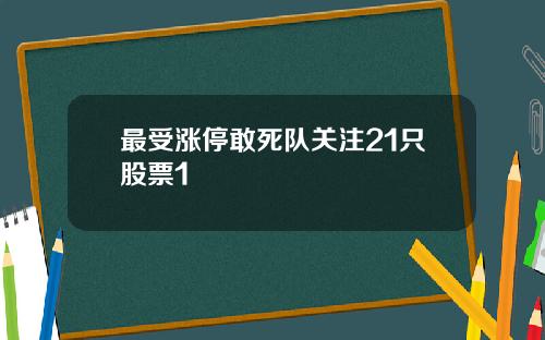 最受涨停敢死队关注21只股票1