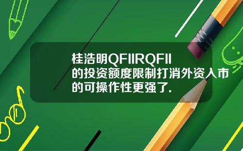 桂浩明QFIIRQFII的投资额度限制打消外资入市的可操作性更强了.