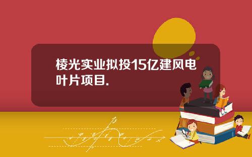 棱光实业拟投15亿建风电叶片项目.