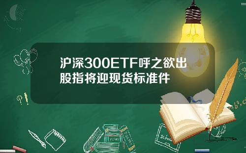 沪深300ETF呼之欲出股指将迎现货标准件