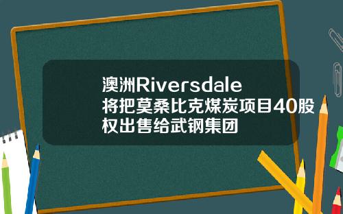 澳洲Riversdale将把莫桑比克煤炭项目40股权出售给武钢集团