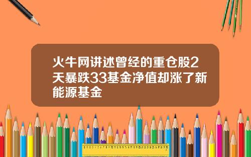 火牛网讲述曾经的重仓股2天暴跌33基金净值却涨了新能源基金