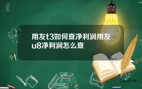 用友t3如何查净利润用友u8净利润怎么查