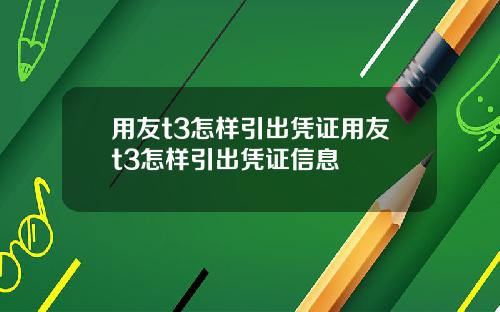 用友t3怎样引出凭证用友t3怎样引出凭证信息