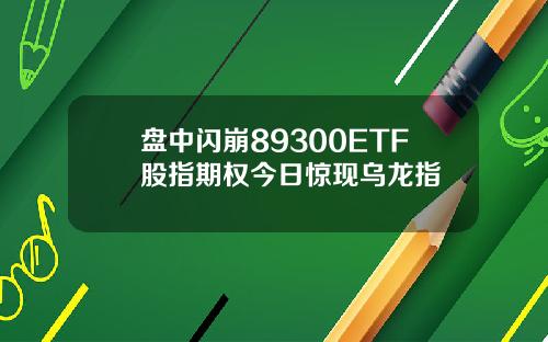 盘中闪崩89300ETF股指期权今日惊现乌龙指