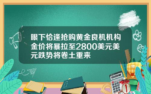 眼下恰逢抢购黄金良机机构金价将暴拉至2800美元美元跌势将卷土重来