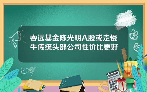 睿远基金陈光明A股或走慢牛传统头部公司性价比更好