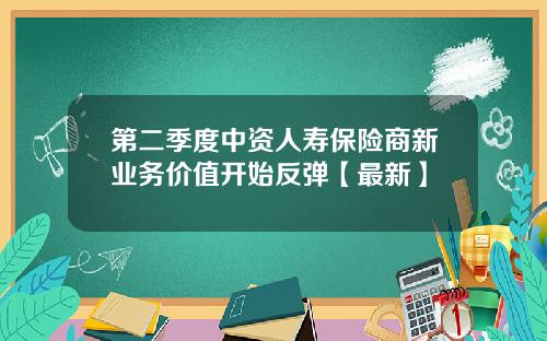 第二季度中资人寿保险商新业务价值开始反弹【最新】