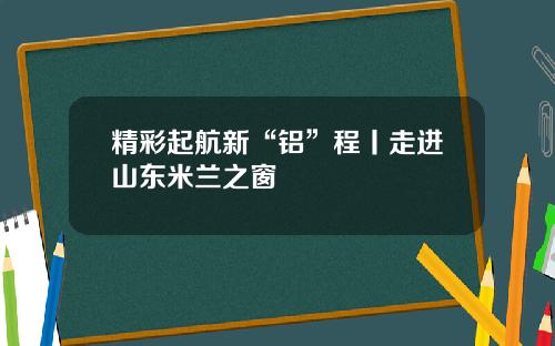 精彩起航新“铝”程丨走进山东米兰之窗