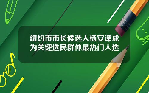 纽约市市长候选人杨安泽成为关键选民群体最热门人选