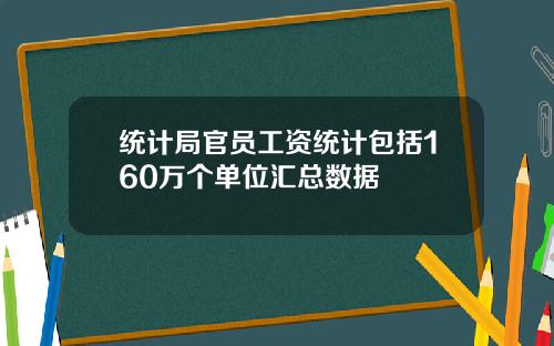 统计局官员工资统计包括160万个单位汇总数据