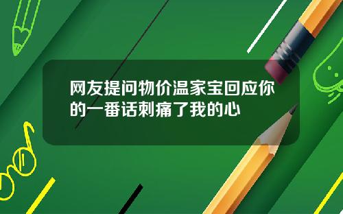 网友提问物价温家宝回应你的一番话刺痛了我的心