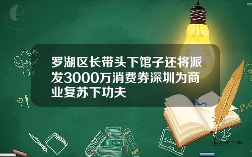 罗湖区长带头下馆子还将派发3000万消费券深圳为商业复苏下功夫