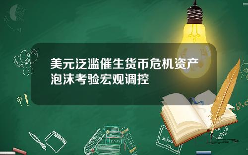 美元泛滥催生货币危机资产泡沫考验宏观调控