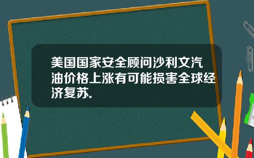 美国国家安全顾问沙利文汽油价格上涨有可能损害全球经济复苏.