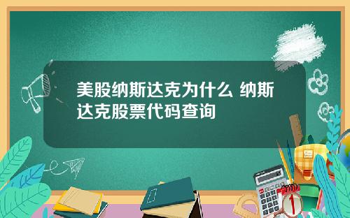 美股纳斯达克为什么 纳斯达克股票代码查询