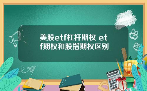 美股etf杠杆期权 etf期权和股指期权区别