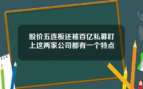 股价五连板还被百亿私募盯上这两家公司都有一个特点