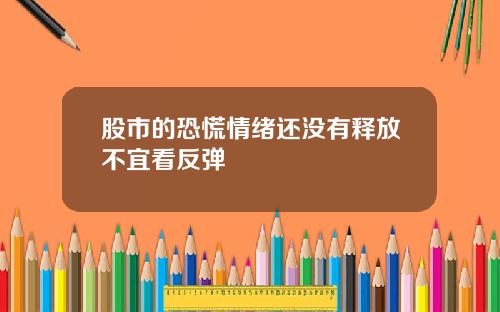 股市的恐慌情绪还没有释放不宜看反弹