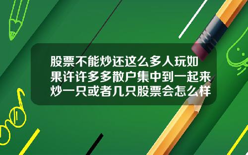 股票不能炒还这么多人玩如果许许多多散户集中到一起来炒一只或者几只股票会怎么样能赚到钱吗