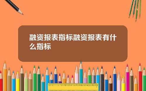 融资报表指标融资报表有什么指标