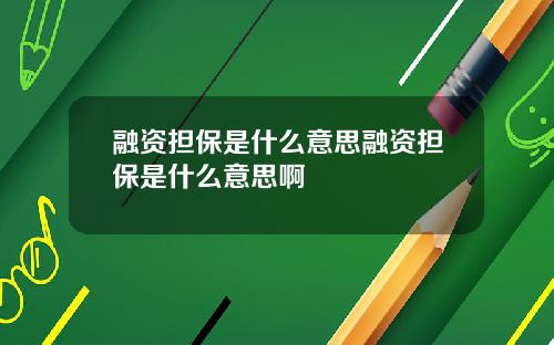 融资担保是什么意思融资担保是什么意思啊