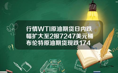 行情WTI原油期货日内跌幅扩大至2报7247美元桶布伦特原油期货现跌174