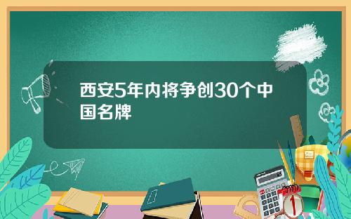 西安5年内将争创30个中国名牌