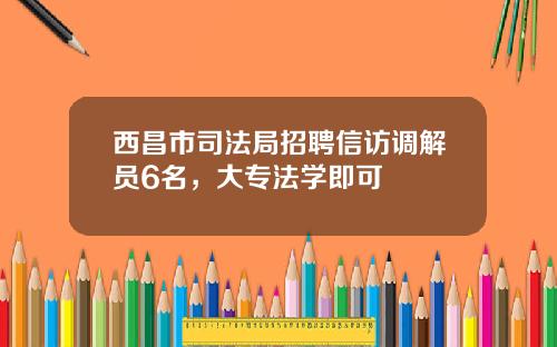 西昌市司法局招聘信访调解员6名，大专法学即可