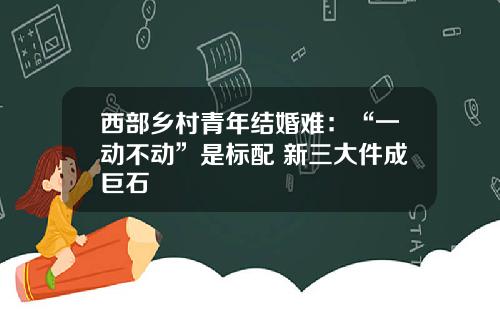 西部乡村青年结婚难：“一动不动”是标配 新三大件成巨石