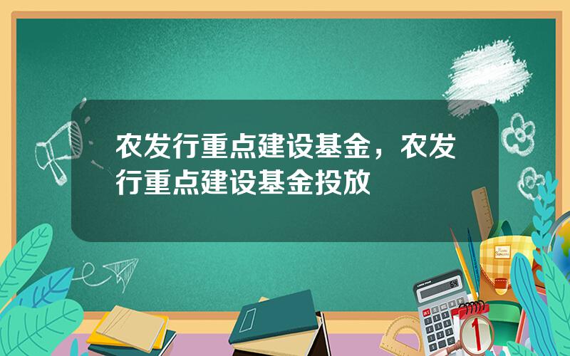 农发行重点建设基金，农发行重点建设基金投放