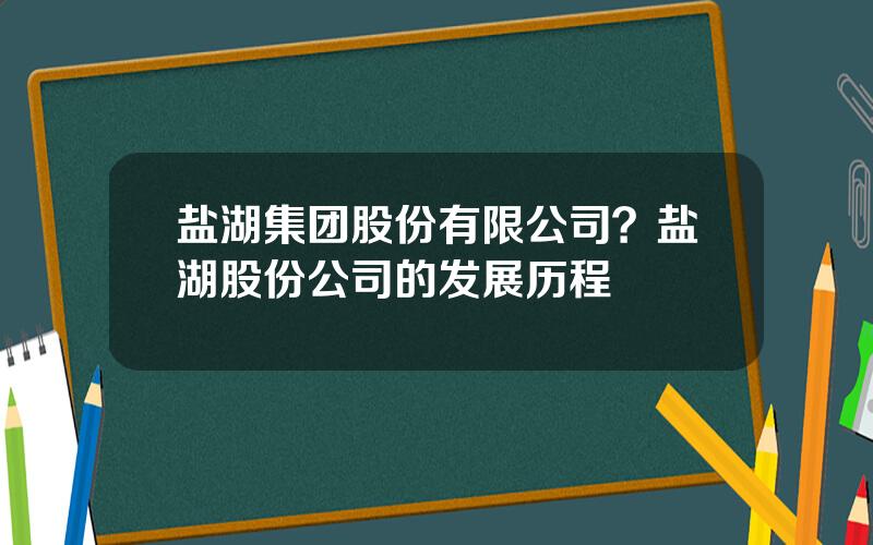 盐湖集团股份有限公司？盐湖股份公司的发展历程