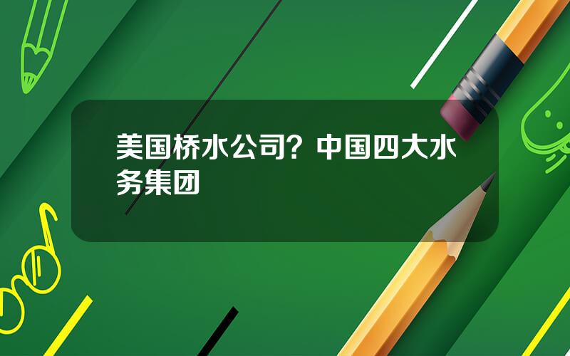 美国桥水公司？中国四大水务集团