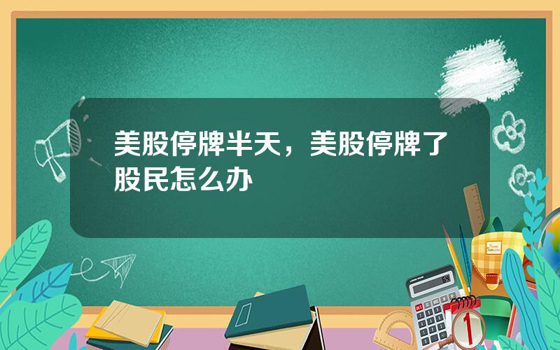 美股停牌半天，美股停牌了股民怎么办