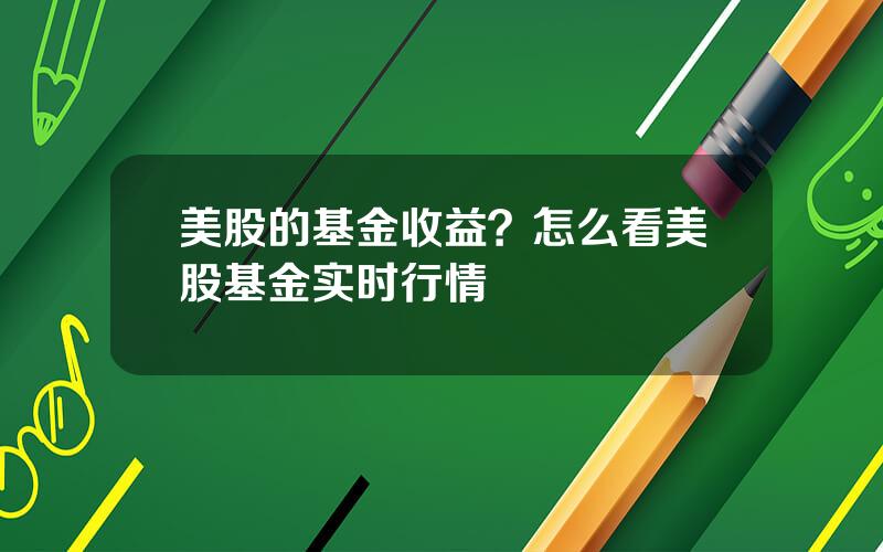 美股的基金收益？怎么看美股基金实时行情