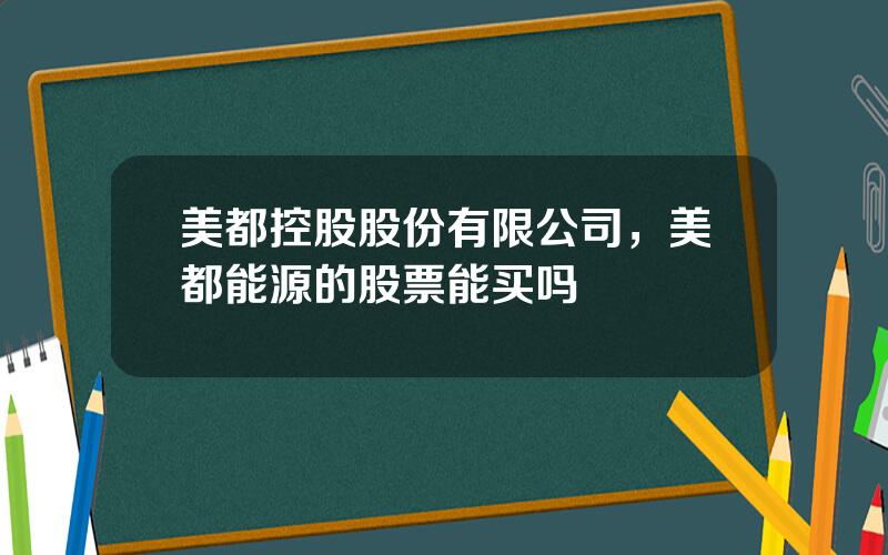 美都控股股份有限公司，美都能源的股票能买吗