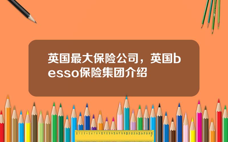 英国最大保险公司，英国besso保险集团介绍