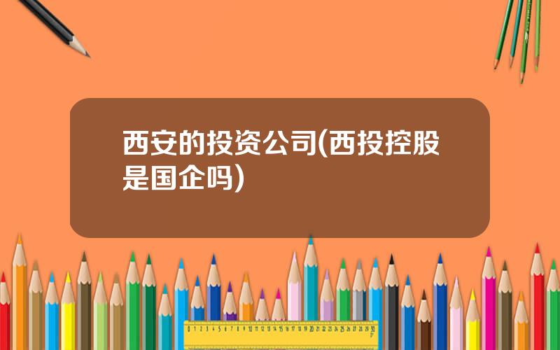 西安的投资公司(西投控股是国企吗)