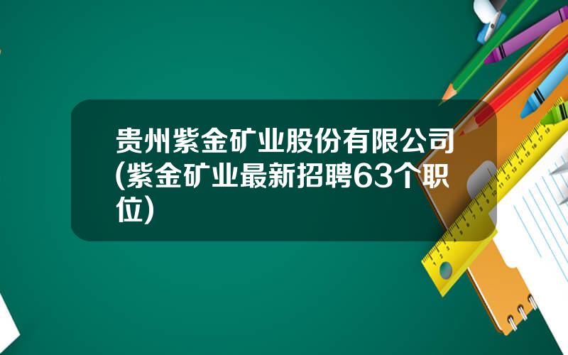 贵州紫金矿业股份有限公司(紫金矿业最新招聘63个职位)