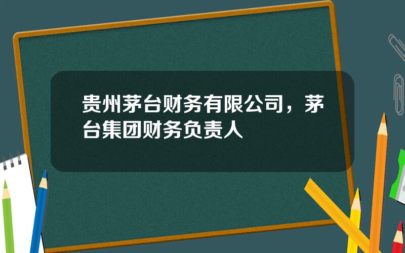 贵州茅台财务有限公司，茅台集团财务负责人