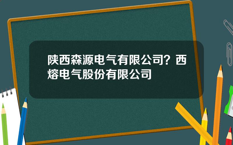 陕西森源电气有限公司？西熔电气股份有限公司